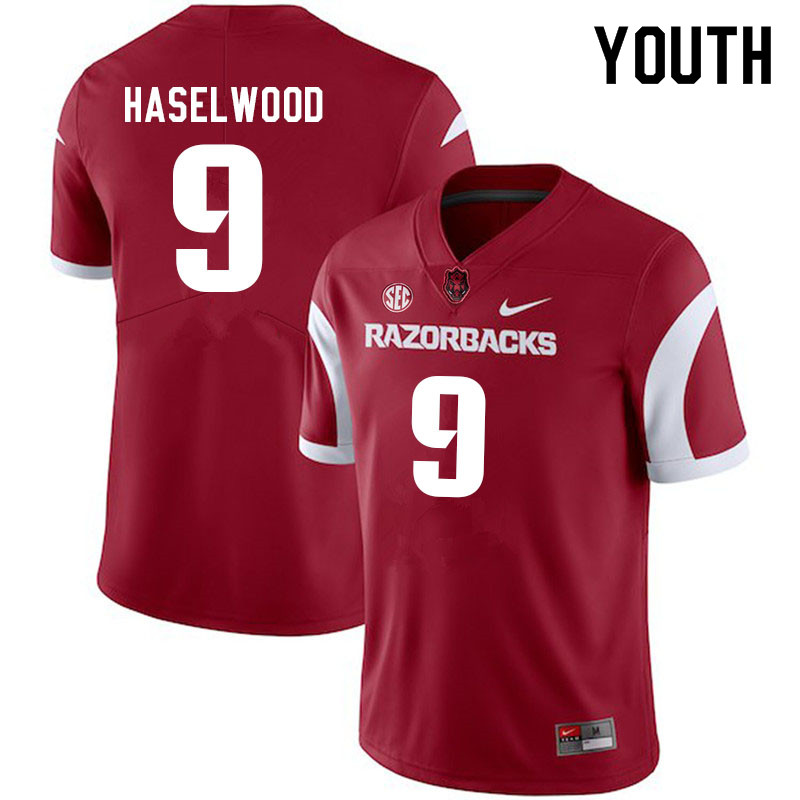 Youth #9 Jadon Haselwood Arkansas Razorbacks College Football Jerseys Sale-Cardinal - Click Image to Close